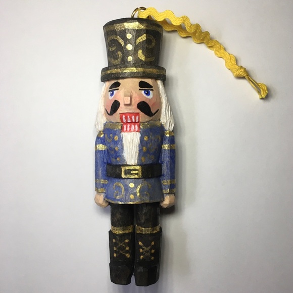 Other - Hand Carved Blue and Gold Nutcracker Ornament